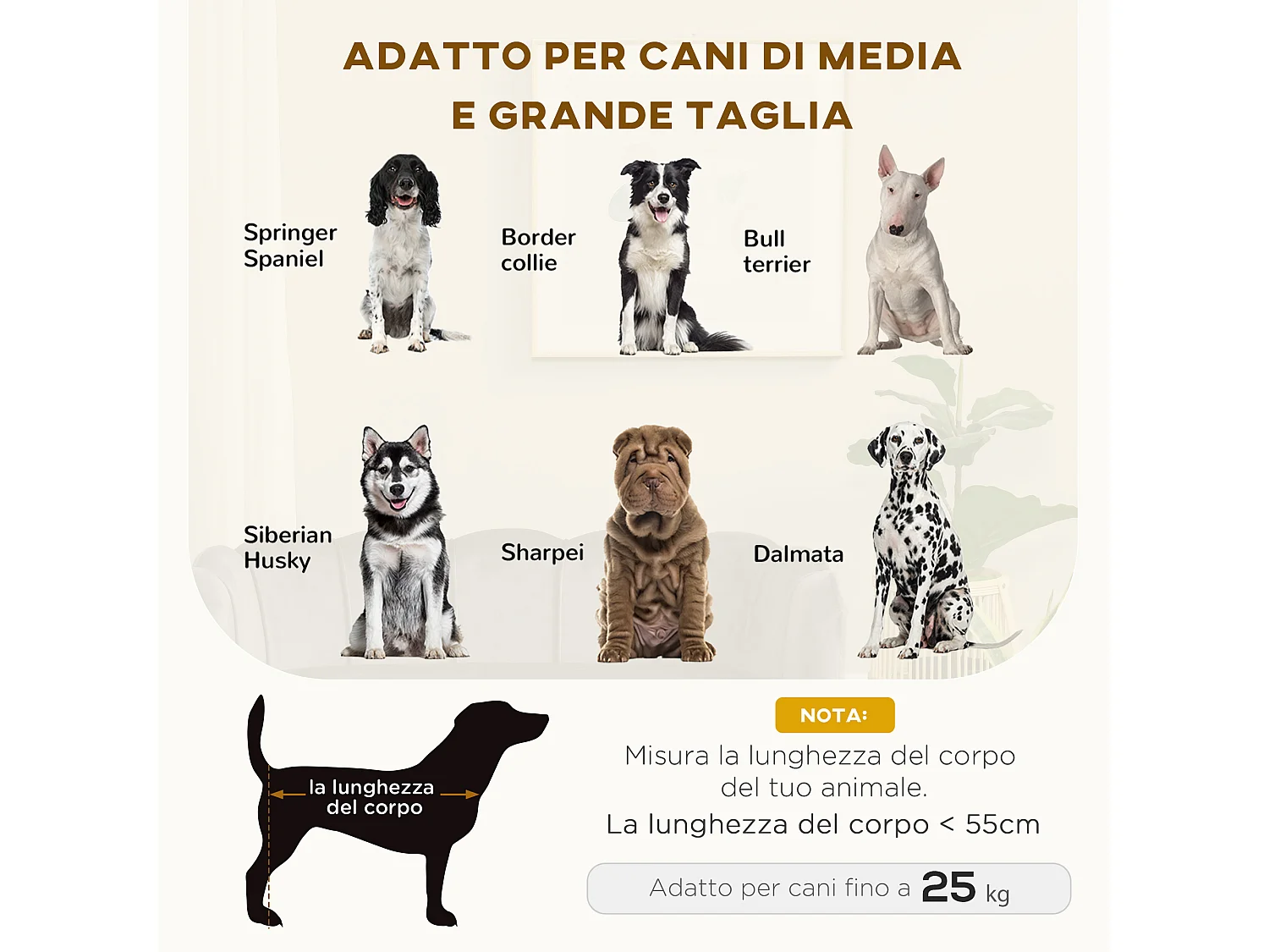 Divano per cani taglia medio-grande max.25kg sfoderabile lavabile grigio