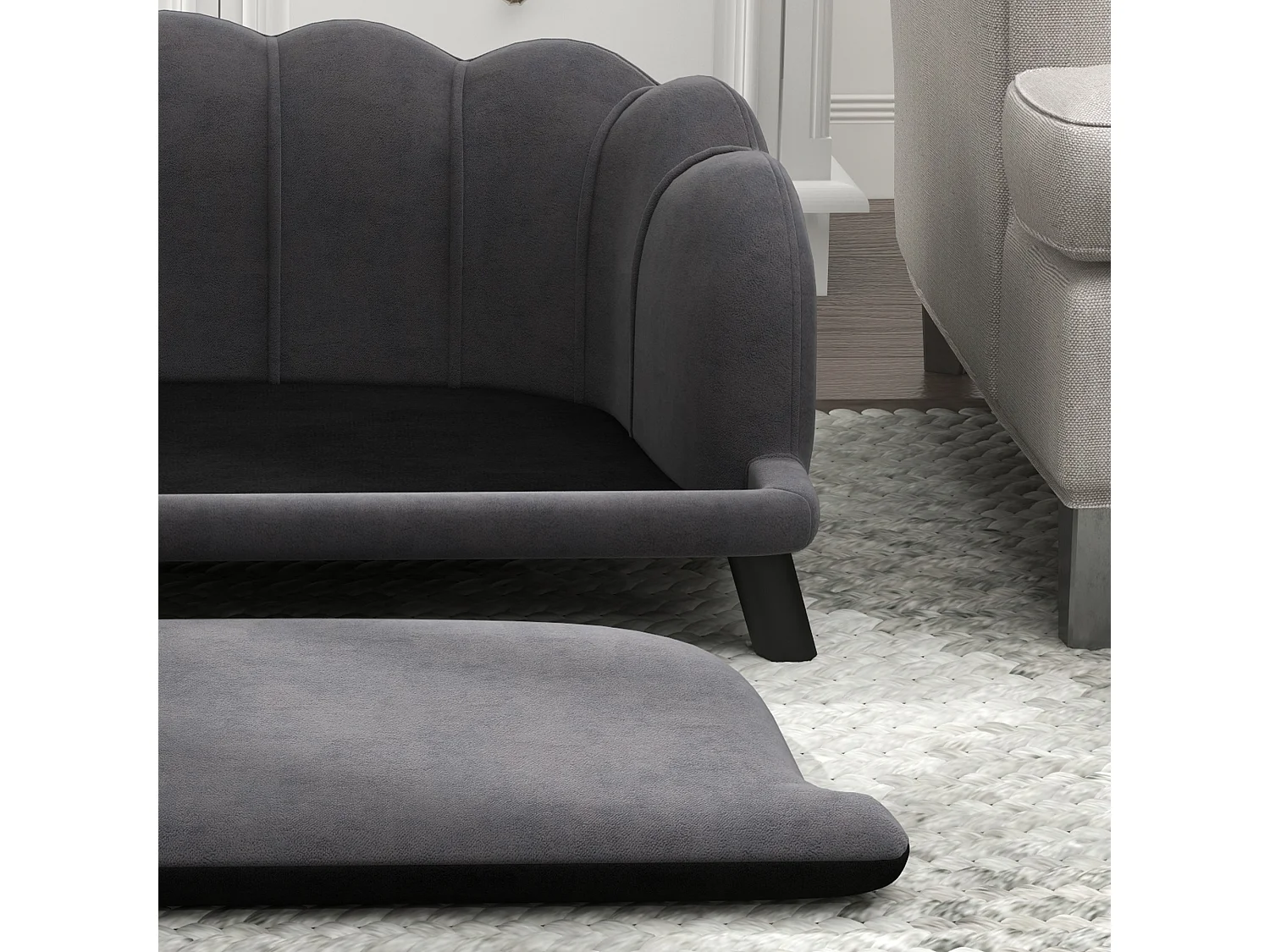 Divano per cani taglia medio-grande max.25kg sfoderabile lavabile grigio