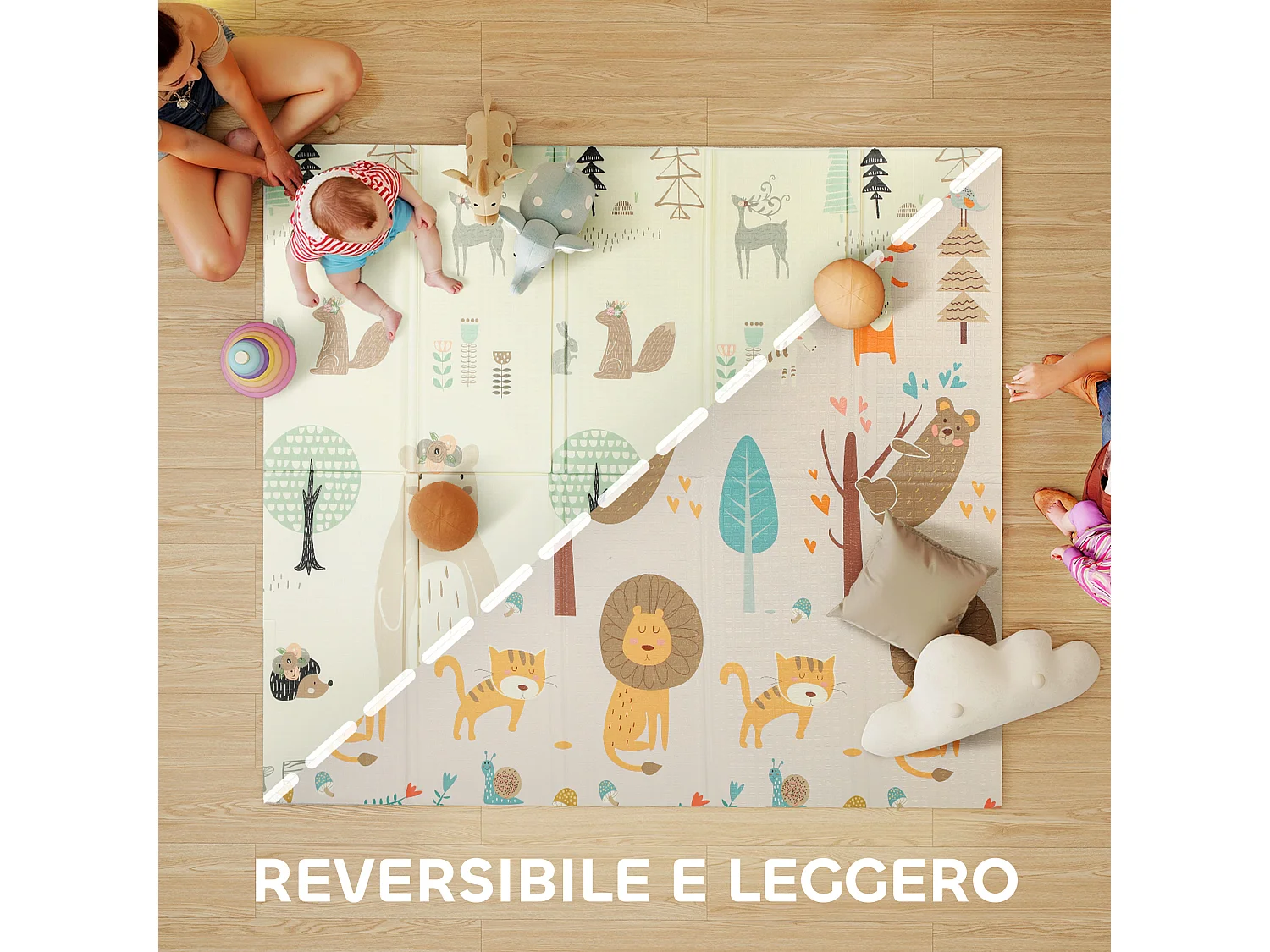 Tappeto per bambini 0-6 anni da 3.45㎡ a tema bosco in xpe multicolore