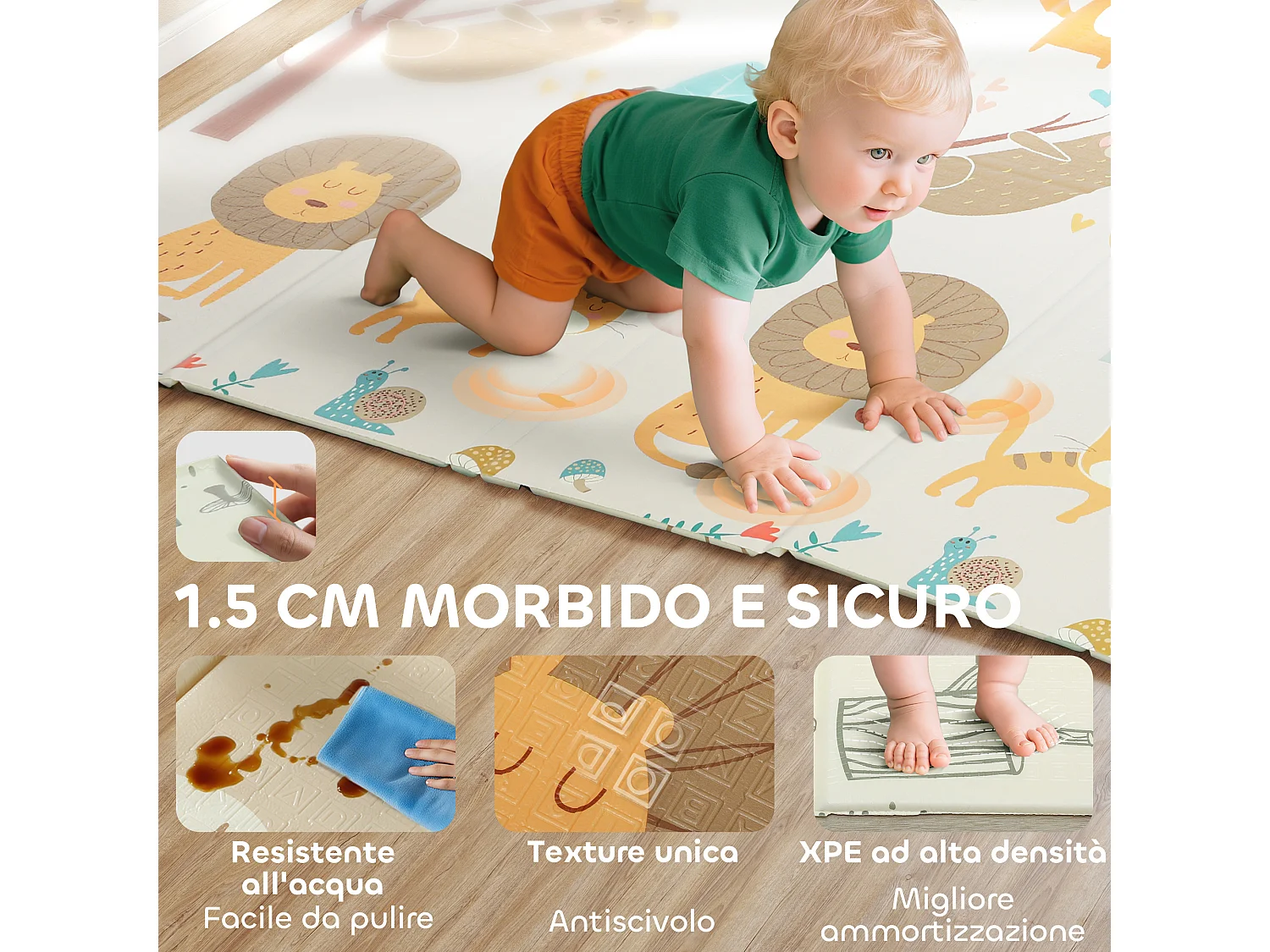 Tappeto per bambini 0-6 anni da 3.45㎡ a tema bosco in xpe multicolore