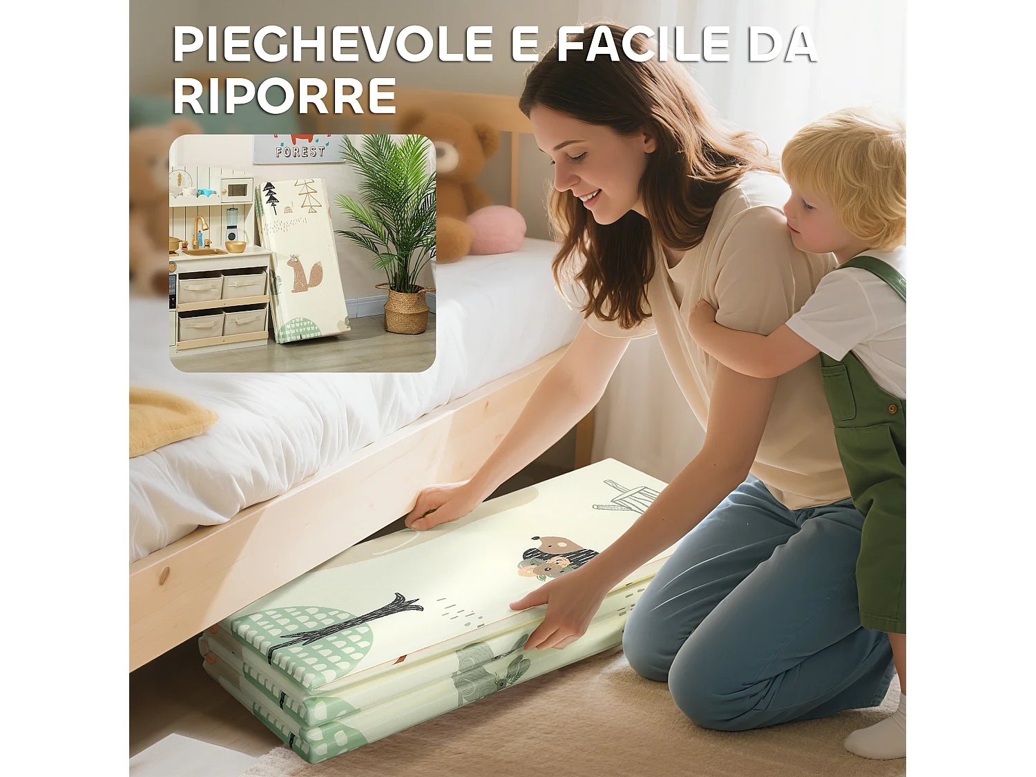 Tappeto per bambini 0-6 anni da 3.45㎡ a tema bosco in xpe multicolore