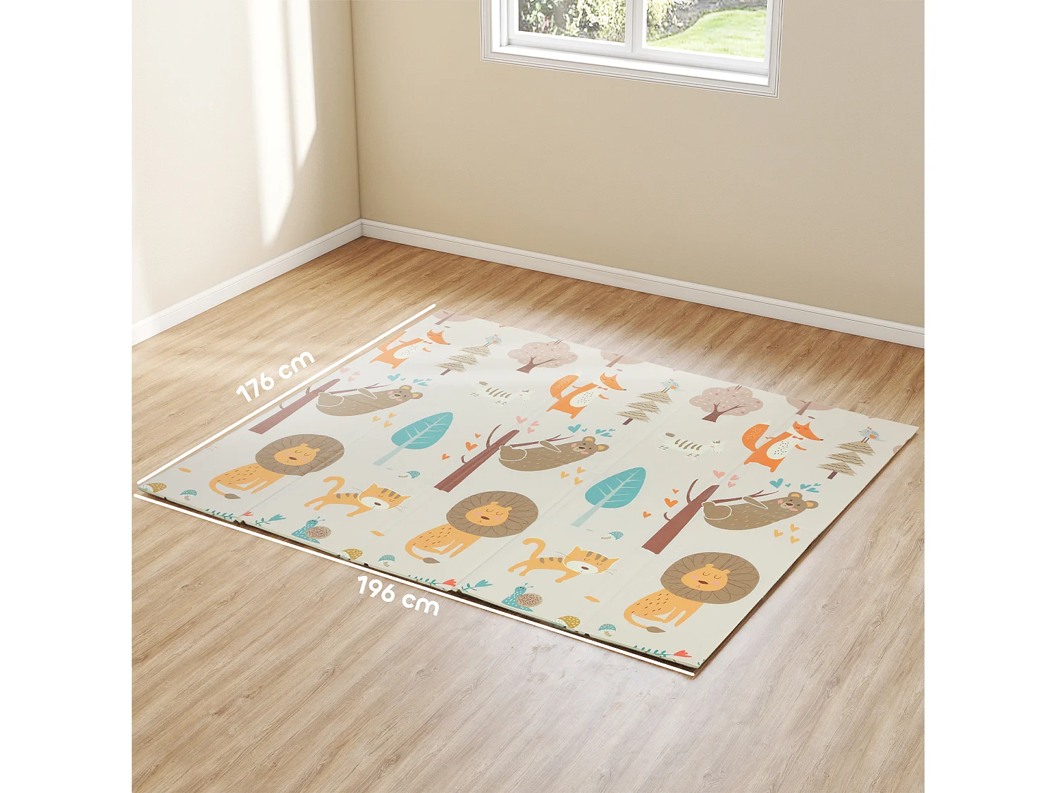 Tappeto per bambini 0-6 anni da 3.45㎡ a tema bosco in xpe multicolore