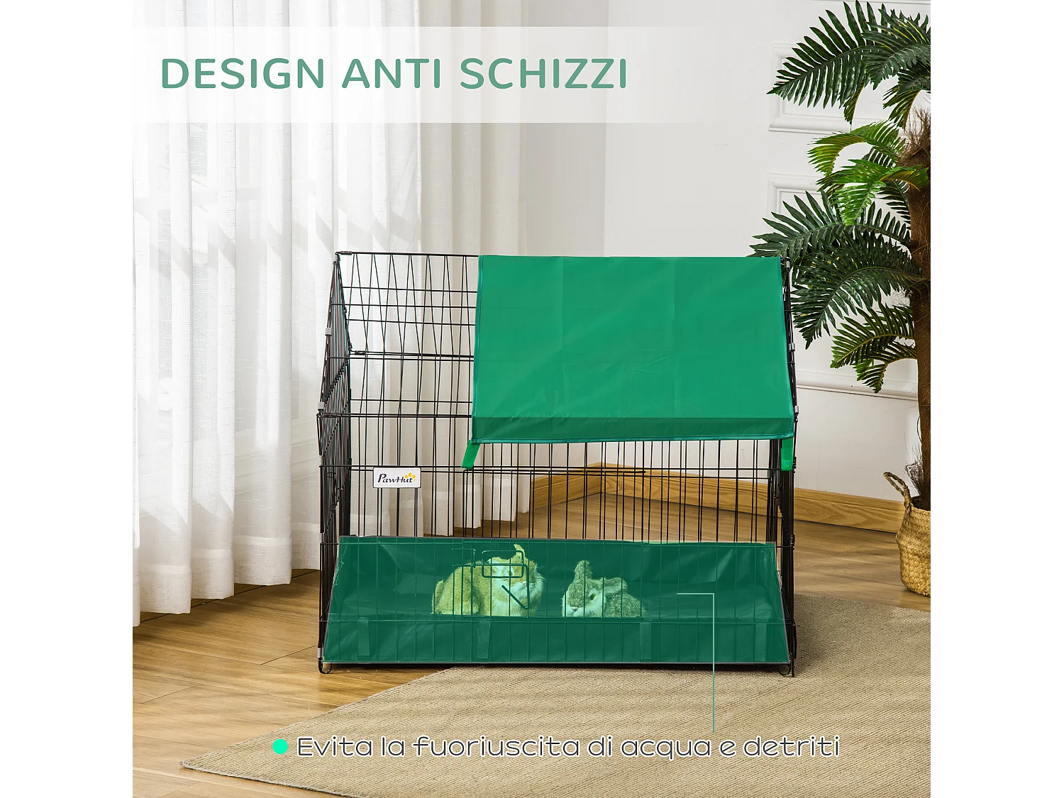 Gabbia per conigli e roditori in metallo e tessuto oxford 90x75x75cm