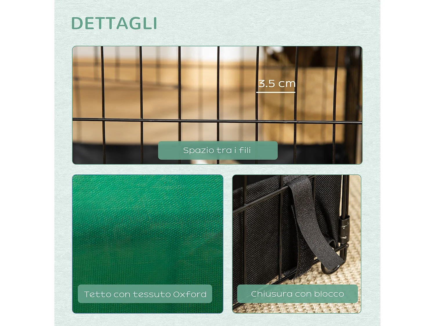 Gabbia per conigli e roditori in metallo e tessuto oxford 90x75x75cm