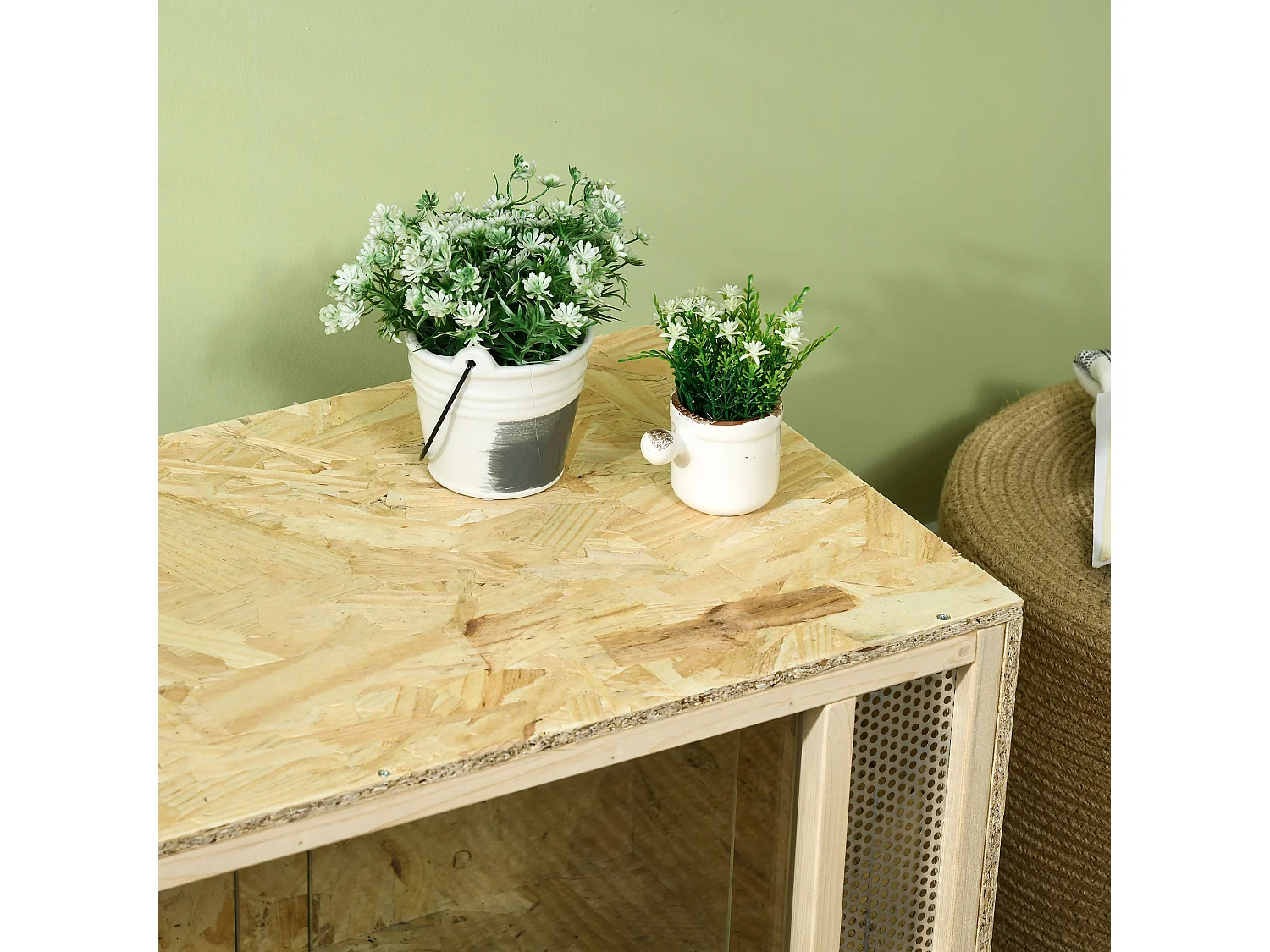 Terrario per rettili in legno porte in vetro e pannelli a rete 40x80x40cm