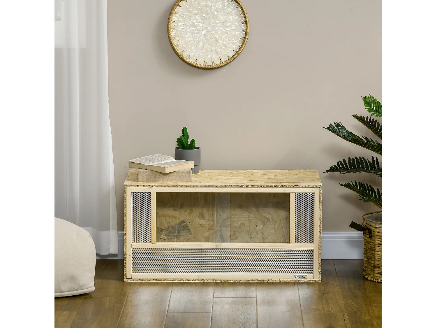 Terrario per rettili in legno porte in vetro e pannelli a rete 40x80x40cm