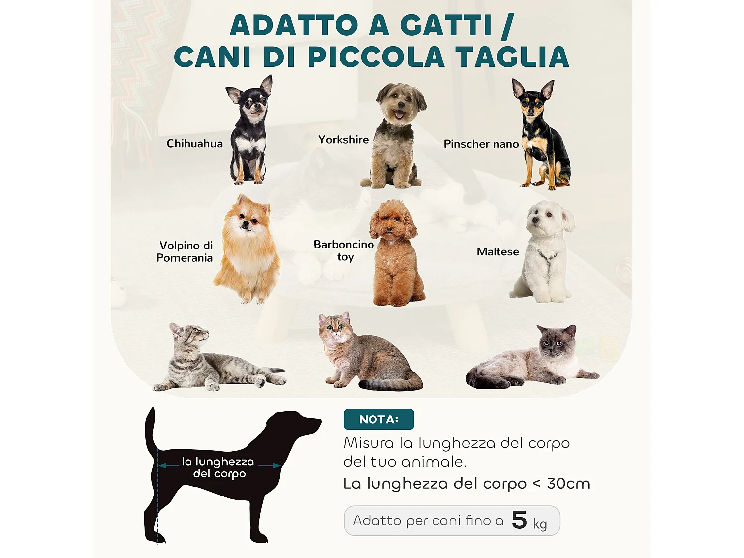 Divanetto per cani e gatti sfoderabile in peluche 47x40x20cm grigio