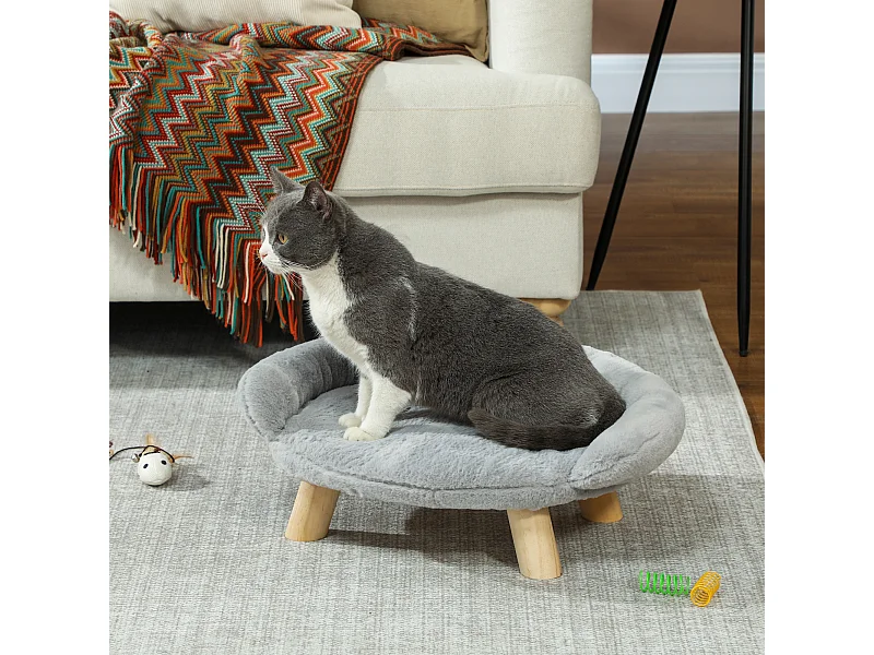 Divanetto per cani e gatti sfoderabile in peluche 47x40x20cm grigio