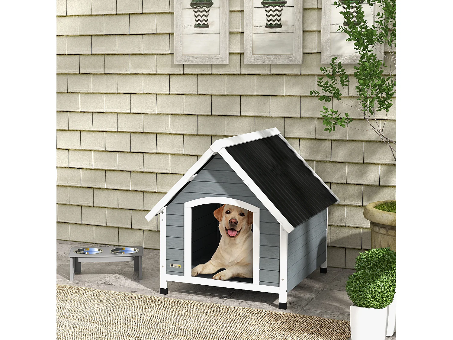 Cuccia per cani grandi in legno con pavimento rimovibile 84x99x87cm