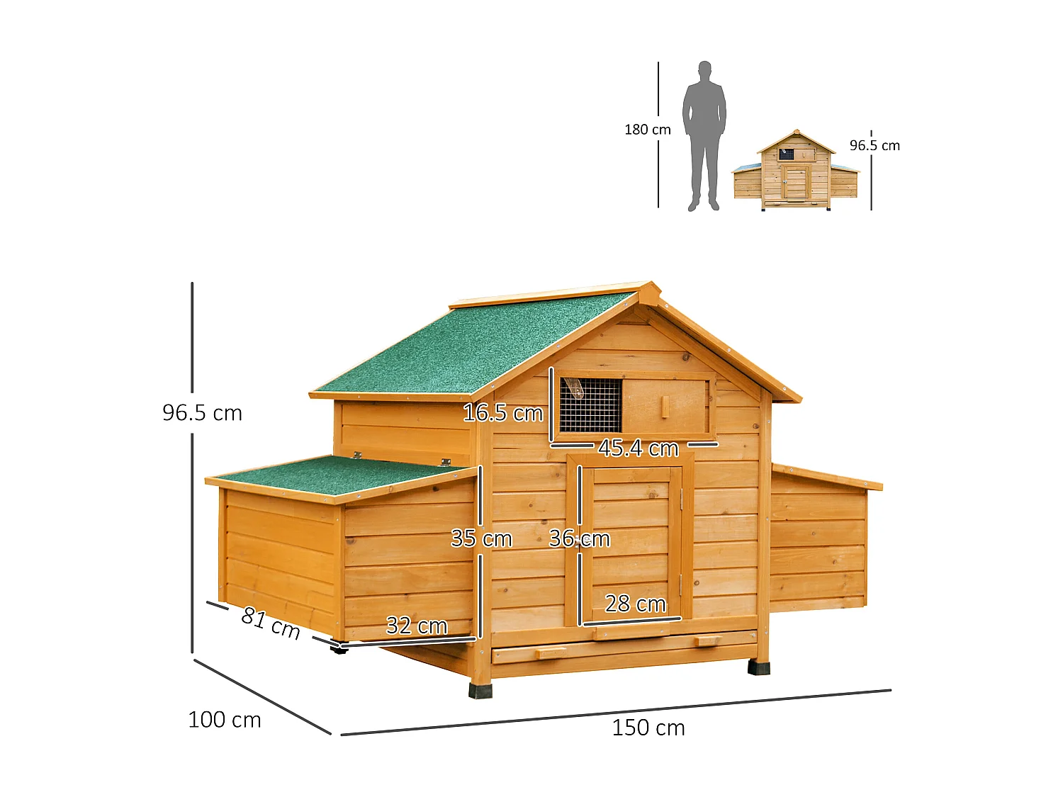 Casetta per galline pollaio da giardino in legno di abete