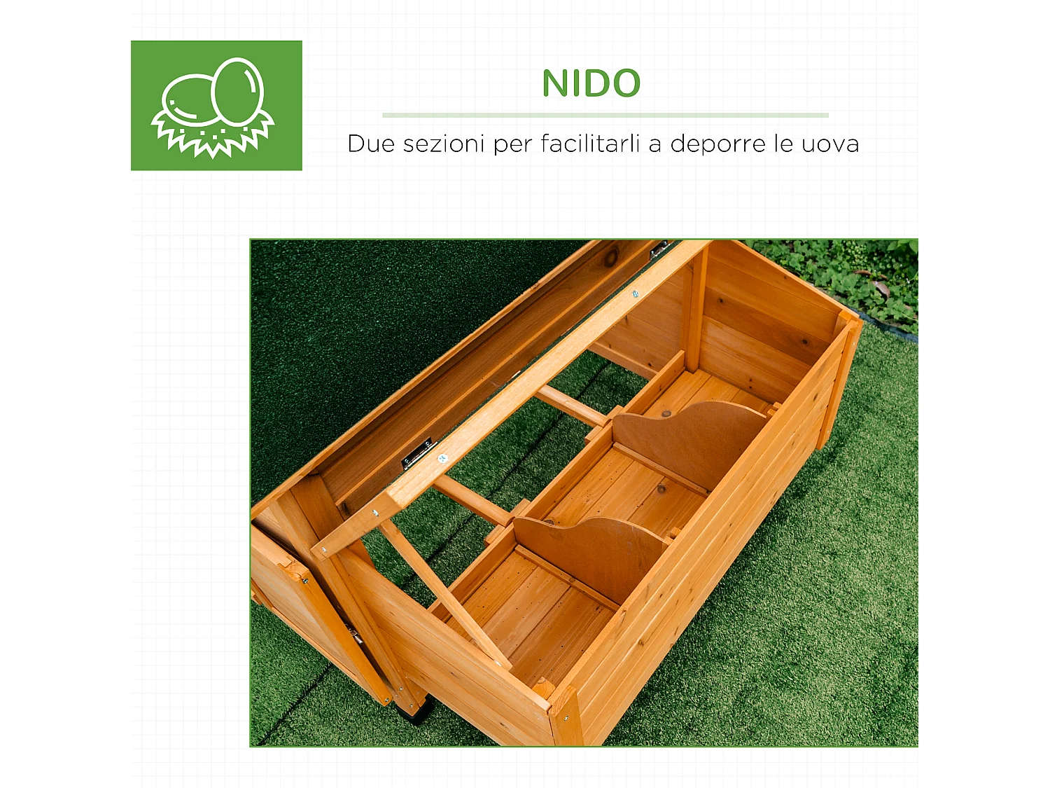 Casetta per galline pollaio da giardino in legno di abete