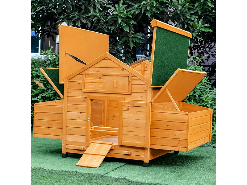 Casetta per galline pollaio da giardino in legno di abete