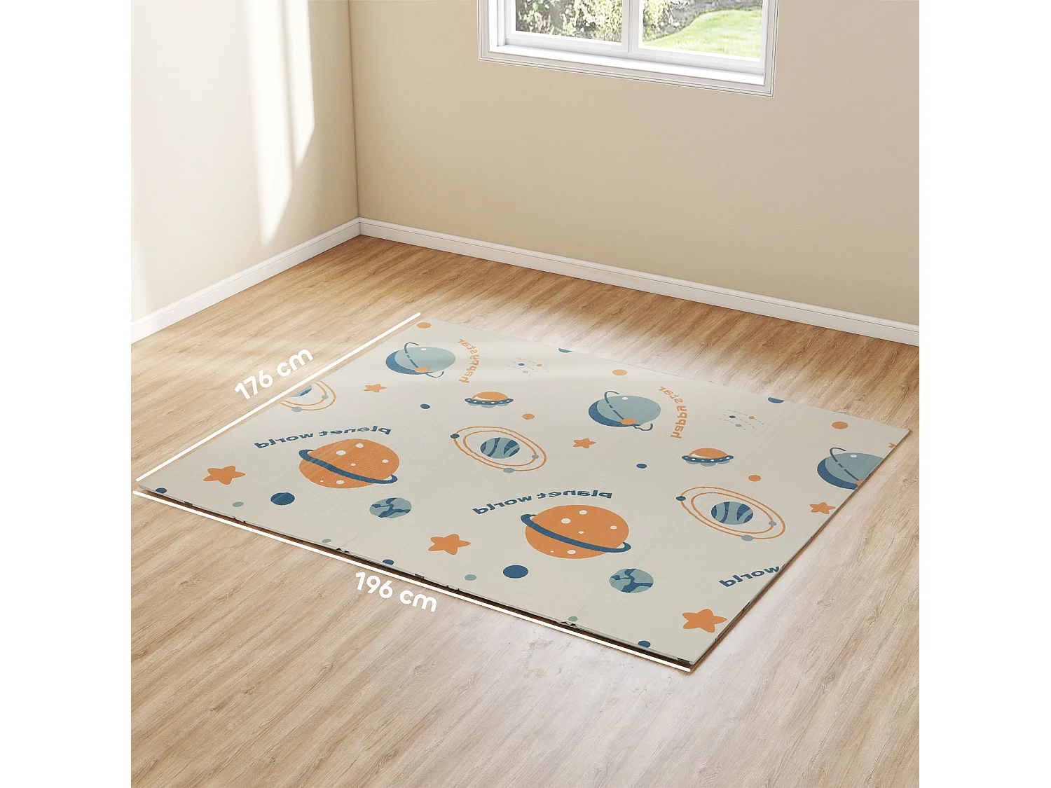 Tappeto per bambini 0-6 anni da 3.45㎡ a tema spazio in xpe multicolore