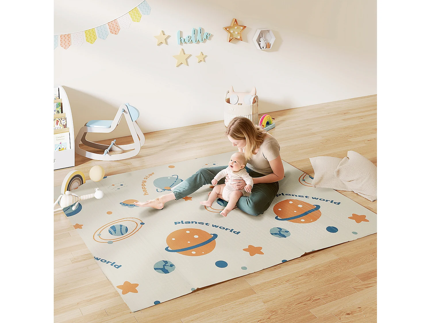 Tappeto per bambini 0-6 anni da 3.45㎡ a tema spazio in xpe multicolore