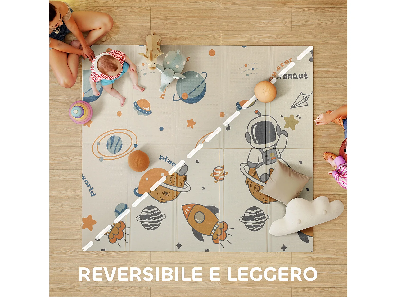 Tappeto per bambini 0-6 anni da 3.45㎡ a tema spazio in xpe multicolore