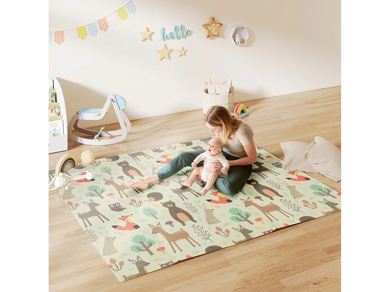 Tappeto per bambini 0-6 anni 3.45㎡ a tema foresta in xpe multicolore