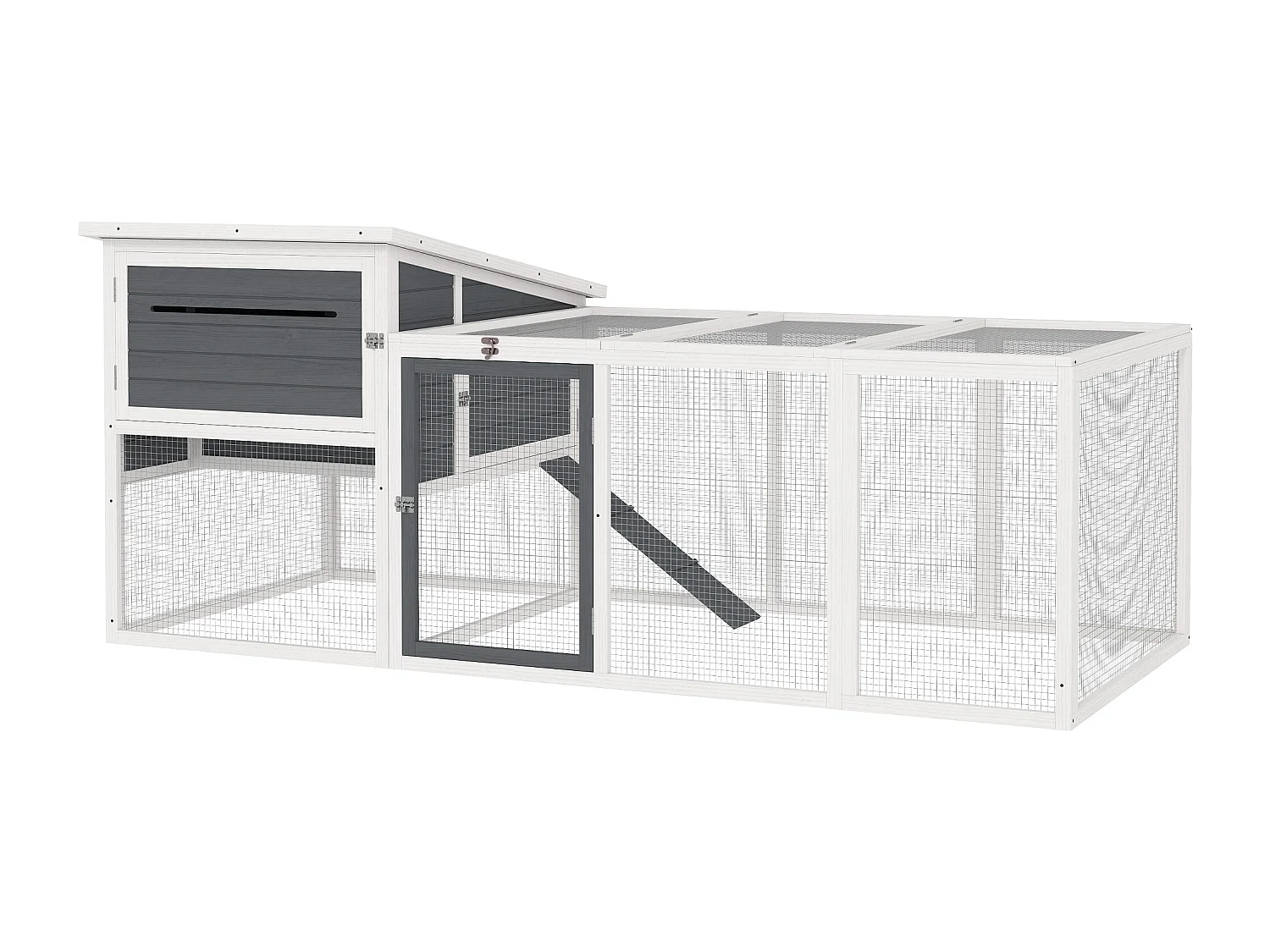 Pollaio per galline con casetta, nido per cova e area esterna grigio