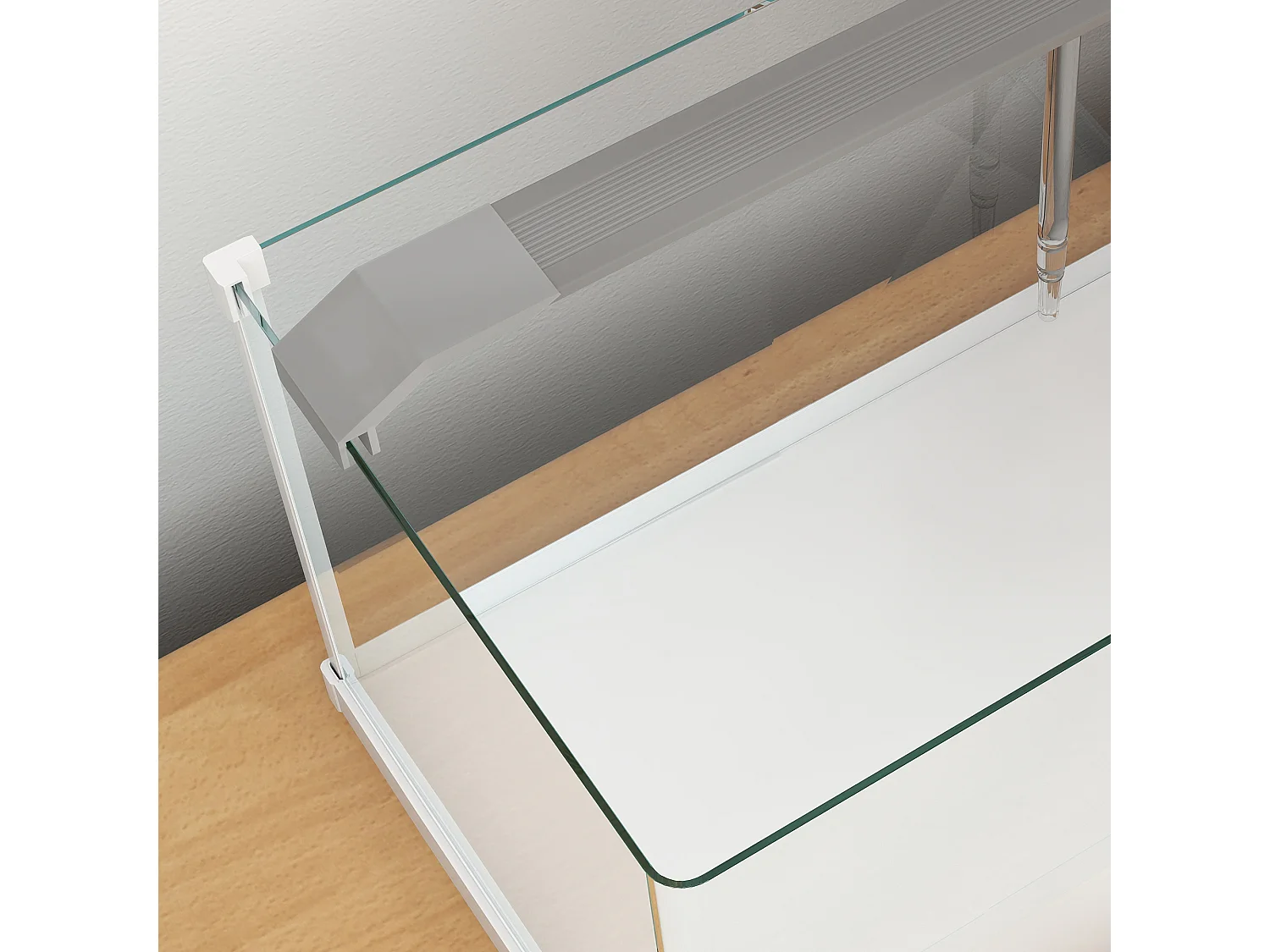 Acquario in vetro con luci led da 20l, filtro e pompa d'acqua bianco