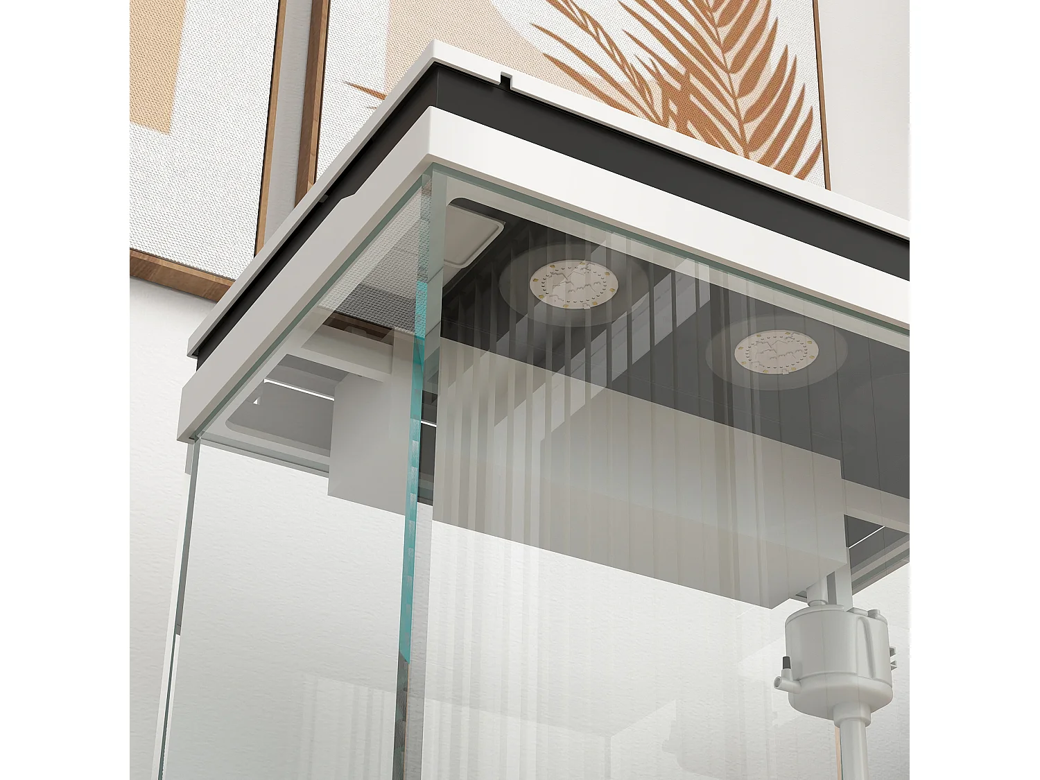 Acquario per pesci 26l con luci led e sistema di filtraggio 38x26x38 cm