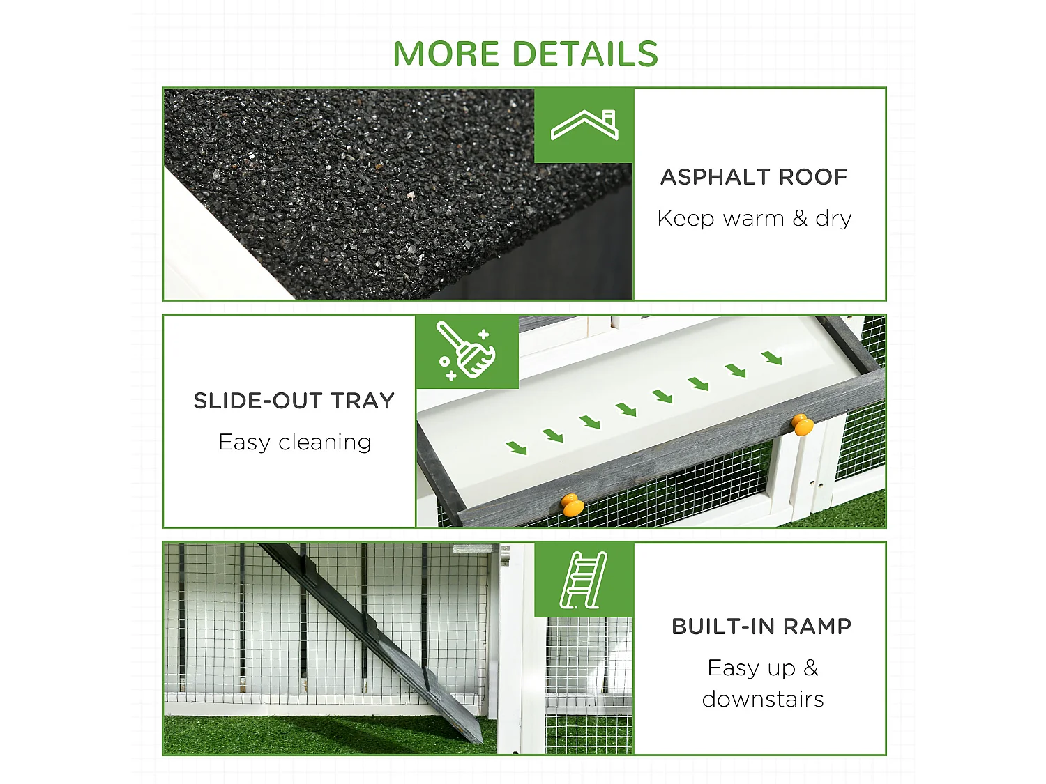 Pollaio prefabbricato in legno con area aperta casetta e nido grigio