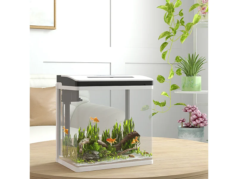 Acquario 13l a illuminazione led con pompa silenziosa in vetro e abs