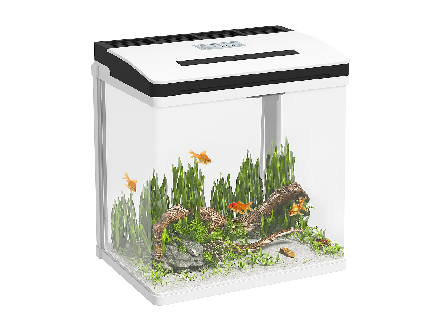 Acquario 13l a illuminazione led con pompa silenziosa in vetro e abs