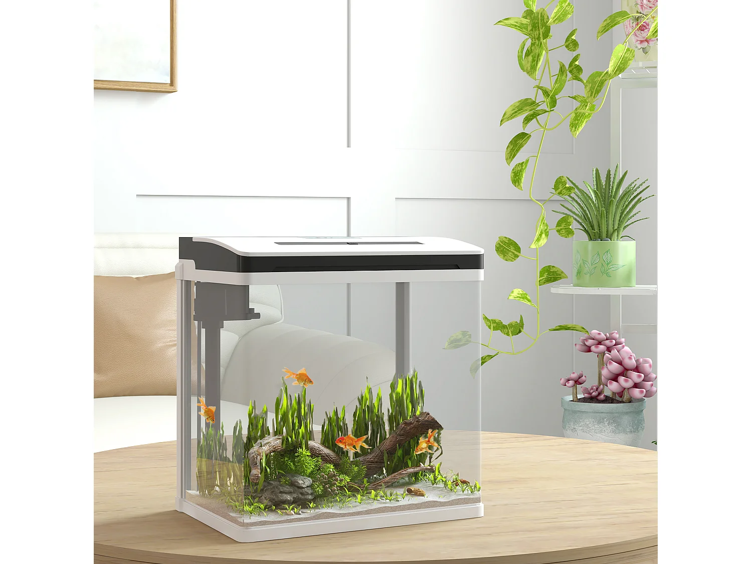 Acquario 13l a illuminazione led con pompa silenziosa in vetro e abs