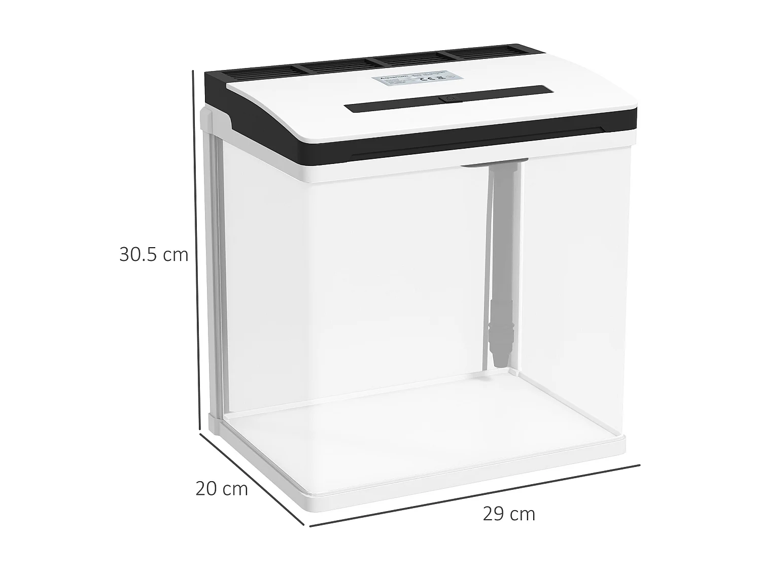 Acquario 13l a illuminazione led con pompa silenziosa in vetro e abs