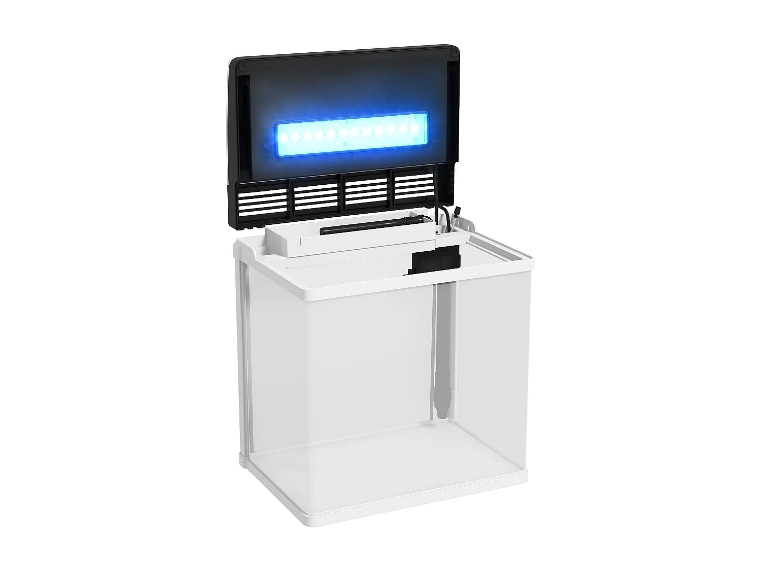 Acquario 13l a illuminazione led con pompa silenziosa in vetro e abs