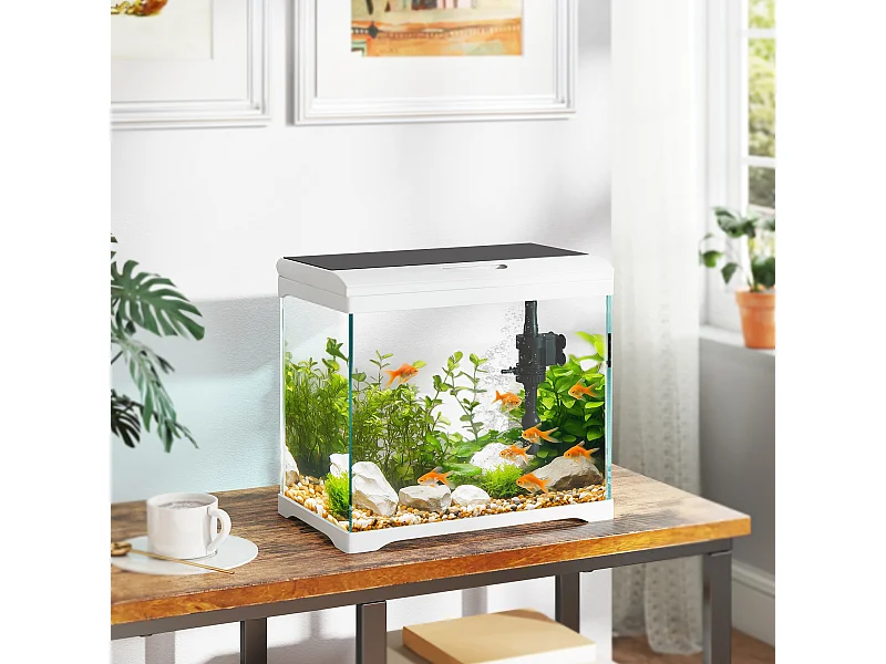 Acquario per pesci 17l con luci led, pompa d'acqua e filtro 35x21x31cm