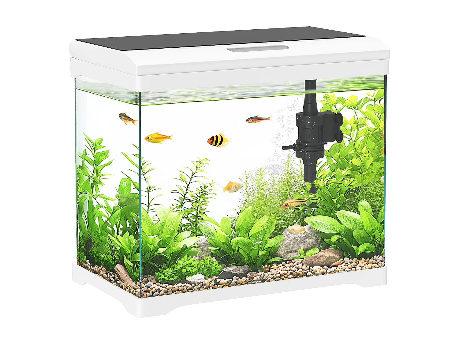 Acquario per pesci 17l con luci led, pompa d'acqua e filtro 35x21x31cm