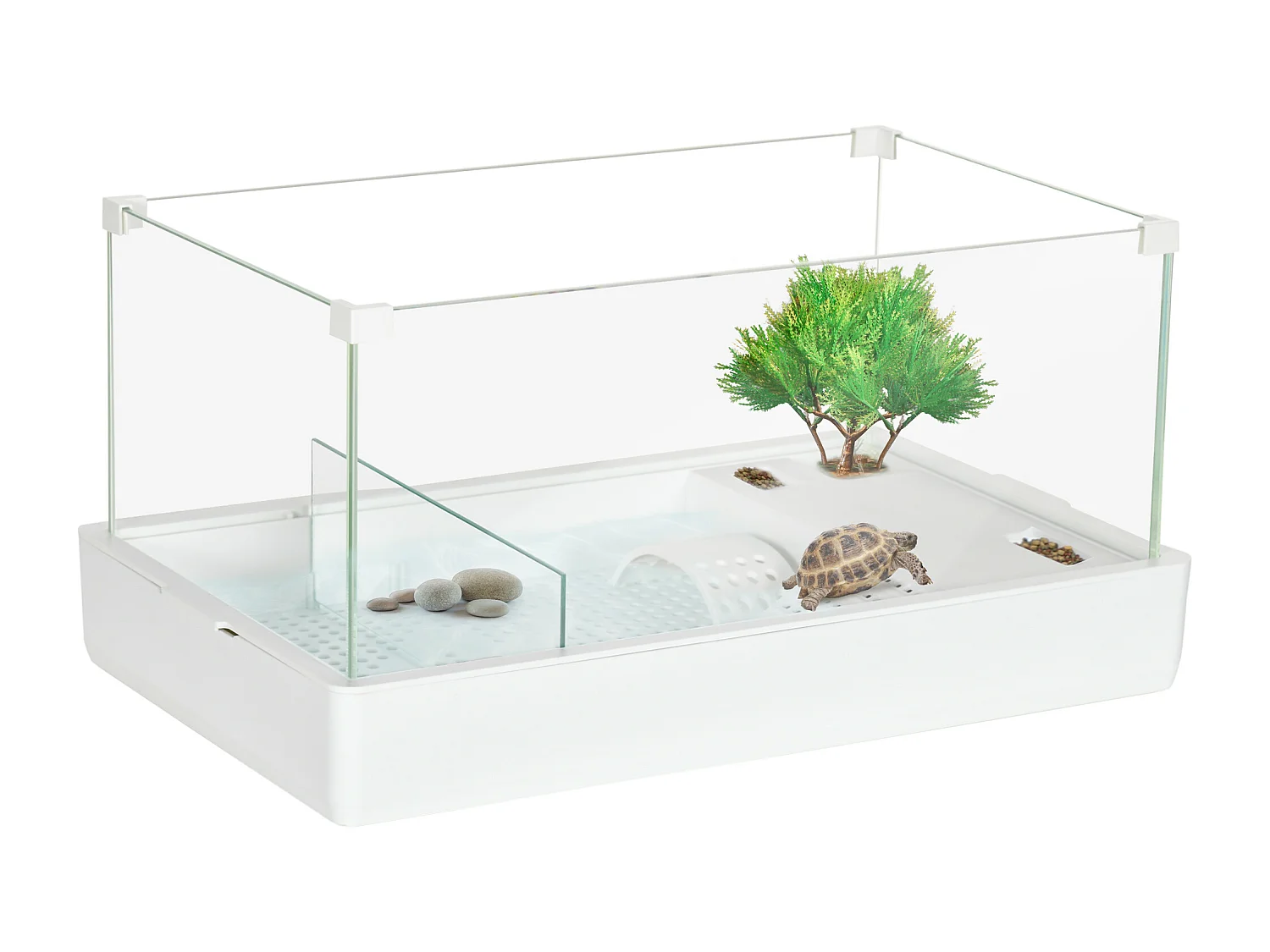 Vasca per tartarughe con filtro a 3 livelli e pannelli in vetro e abs
