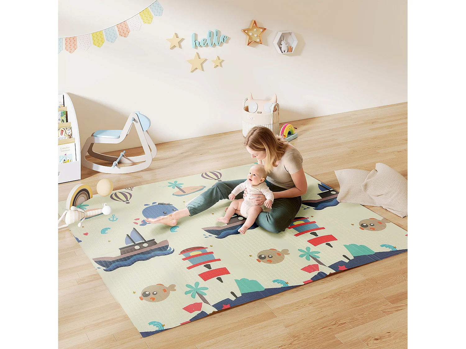 Tappeto per bambini 0-6 anni 3.45㎡ a tema animali in xpe multicolore