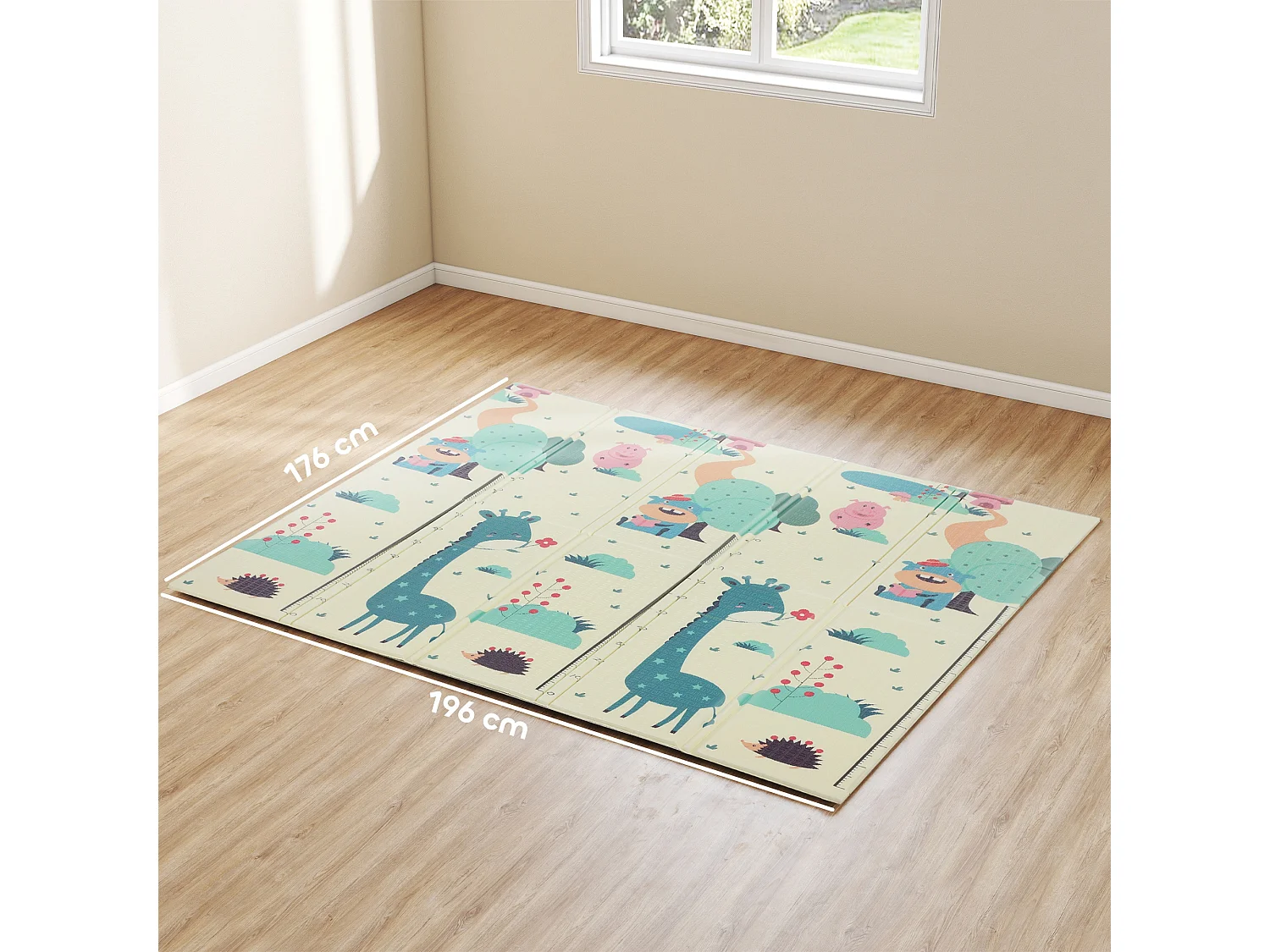 Tappeto per bambini 0-6 anni 3.45㎡ a tema animali in xpe multicolore