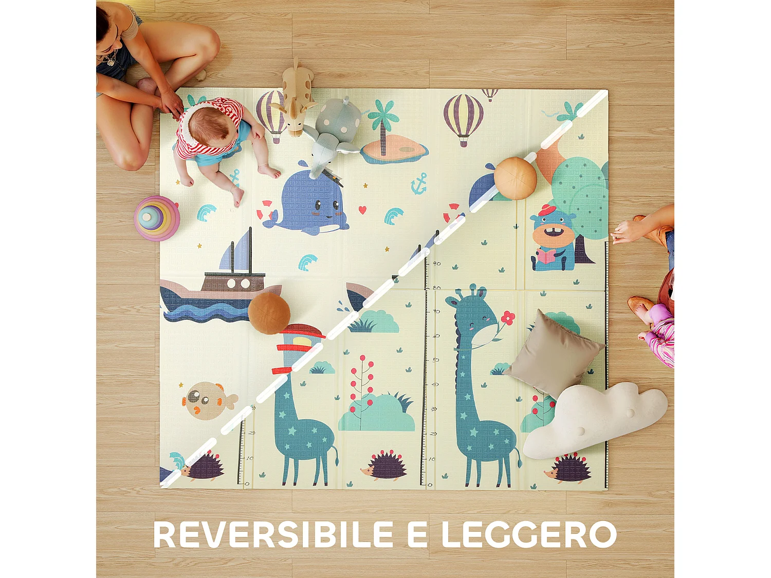 Tappeto per bambini 0-6 anni 3.45㎡ a tema animali in xpe multicolore