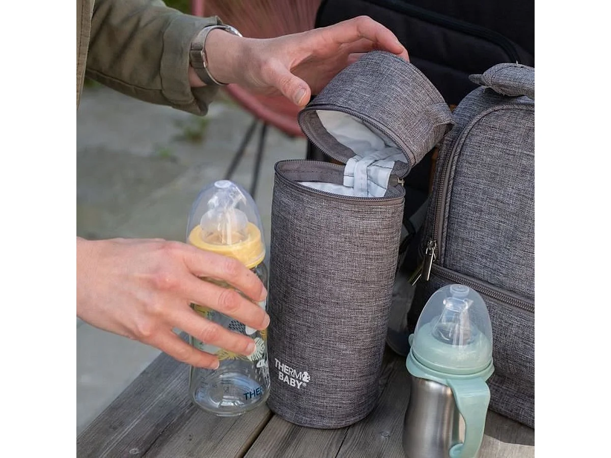 Porte biberon THERMOBABY - isotherme - gris chiné