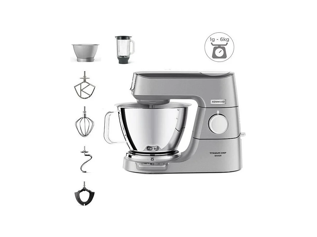 KENWOOD KVC85.124.SI - Robot patissier Titanium Chef Baker - 2 bols en inox 3,5L et 5L - Balance integree 6kg - Blender 1,8L - 1
