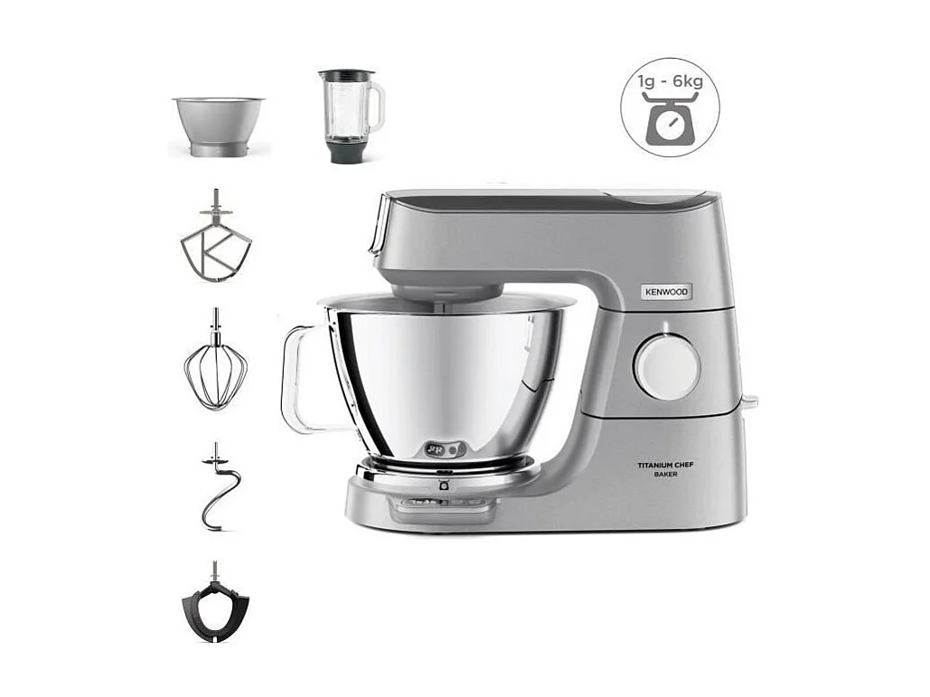 KENWOOD KVC85.124.SI - Robot patissier Titanium Chef Baker - 2 bols en inox 3,5L et 5L - Balance integree 6kg - Blender 1,8L - 1