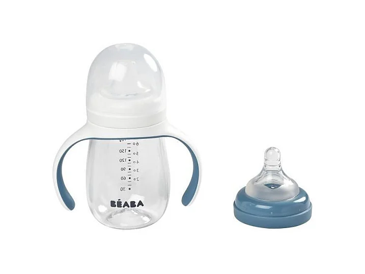 BEABA Biberon dapprentissage 2 en 1 210 ml - windy blue