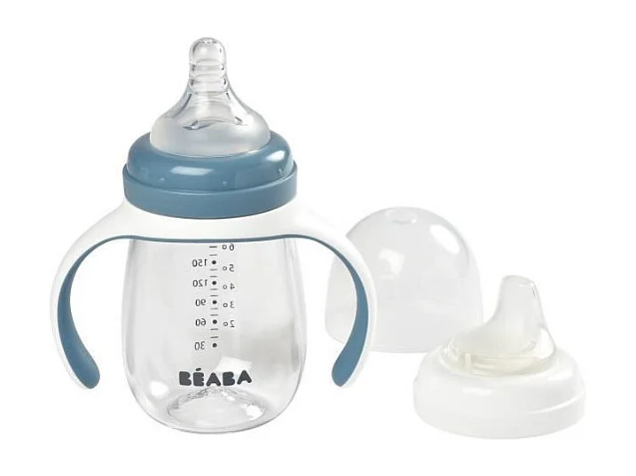 BEABA Biberon dapprentissage 2 en 1 210 ml - windy blue