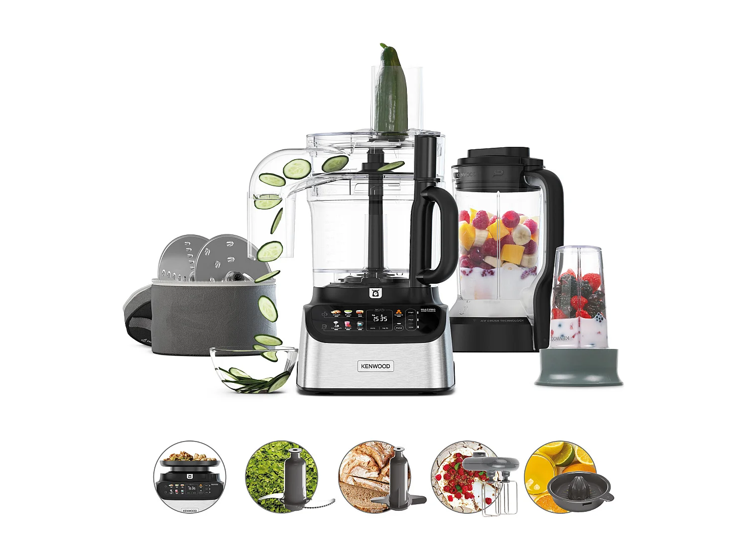 Robot multifonction Kenwood MultiPro OneTouch FDM73.850SS 1000 W Noir et Silver