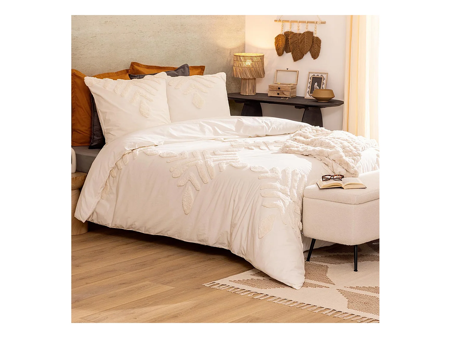 Parure de Lit Tufté "Inuit Dreams" 240x220cm Ivoire