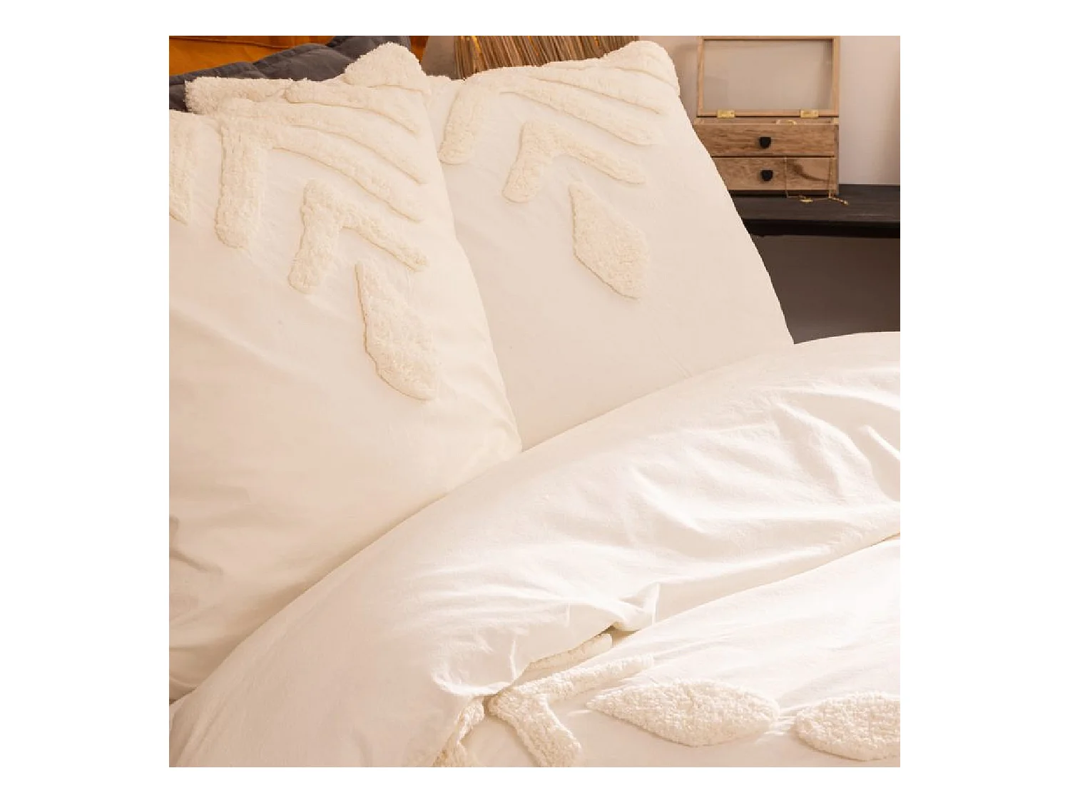 Parure de Lit Tufté "Inuit Dreams" 240x220cm Ivoire