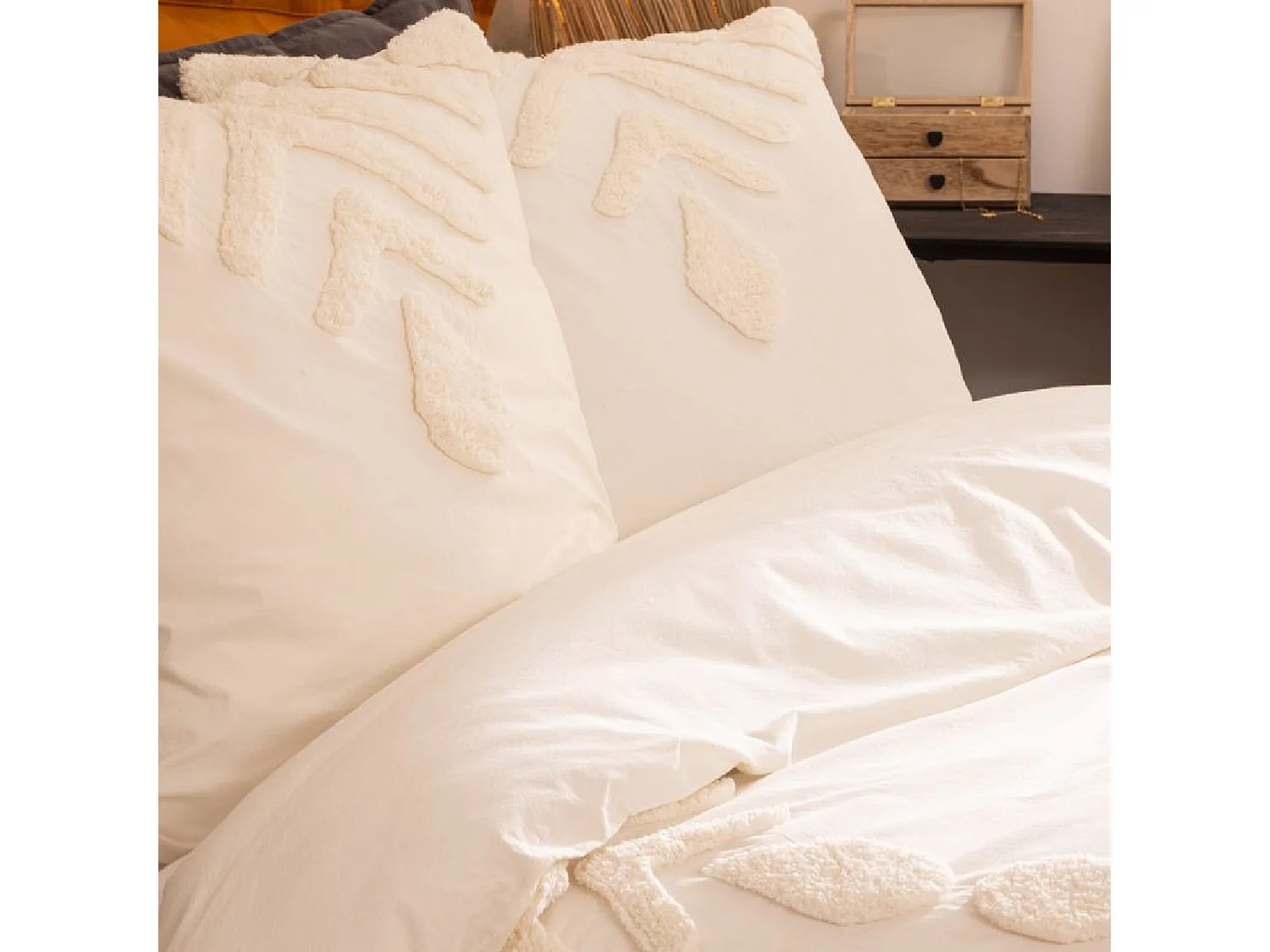 Parure de Lit Tufté "Inuit Dreams" 240x220cm Ivoire