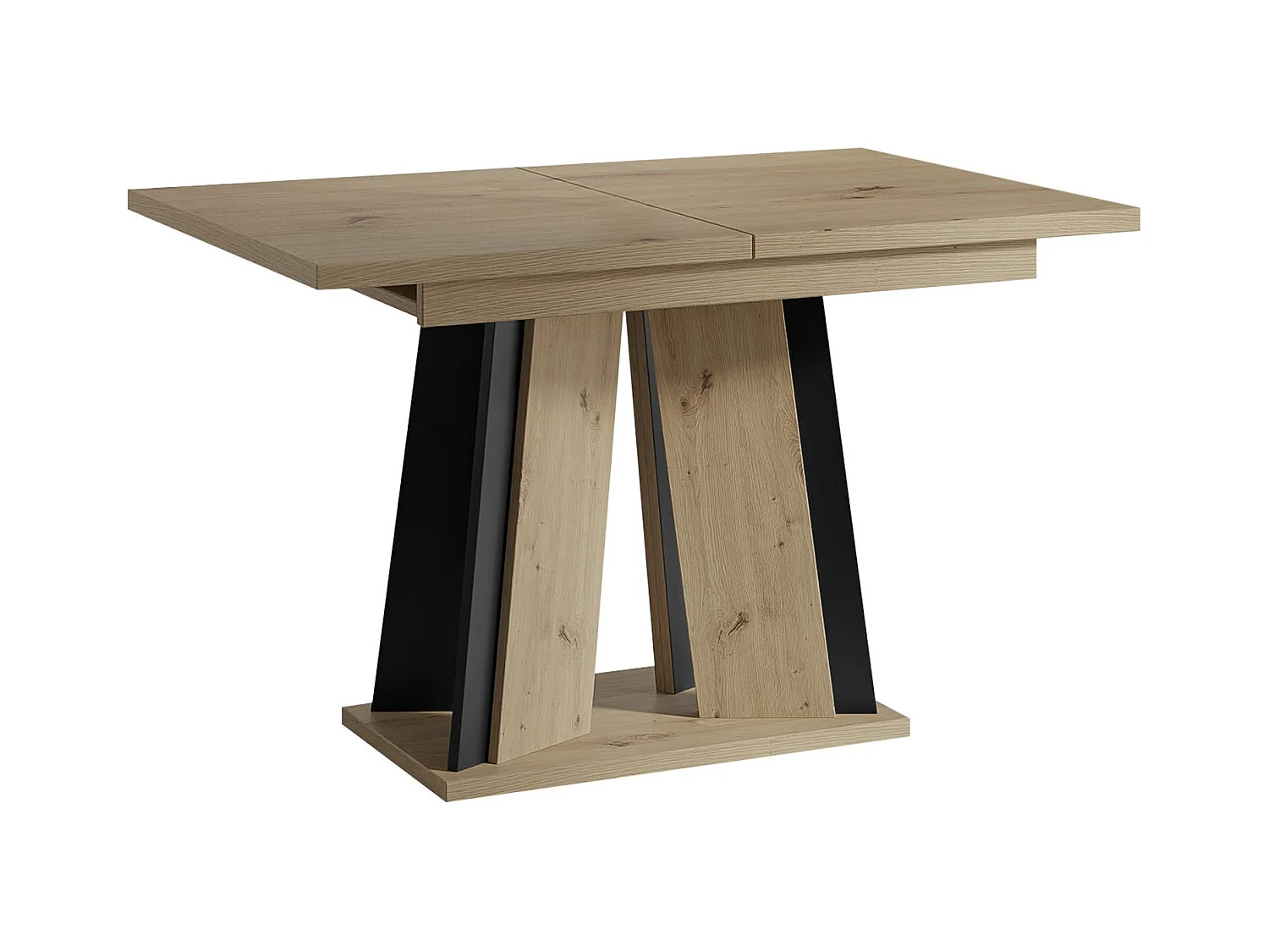 Table Goodyear 129, Noir|Chêne Artisan, 75x80x120cm, Allongement, Stratifié