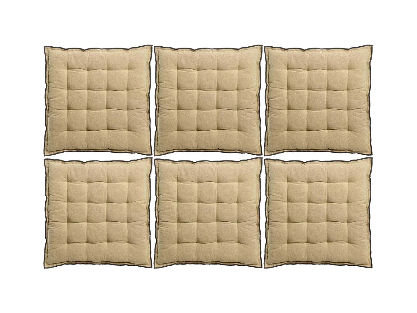 Galette de chaise en coton recyclé Grace (Lot de 6) Camel
