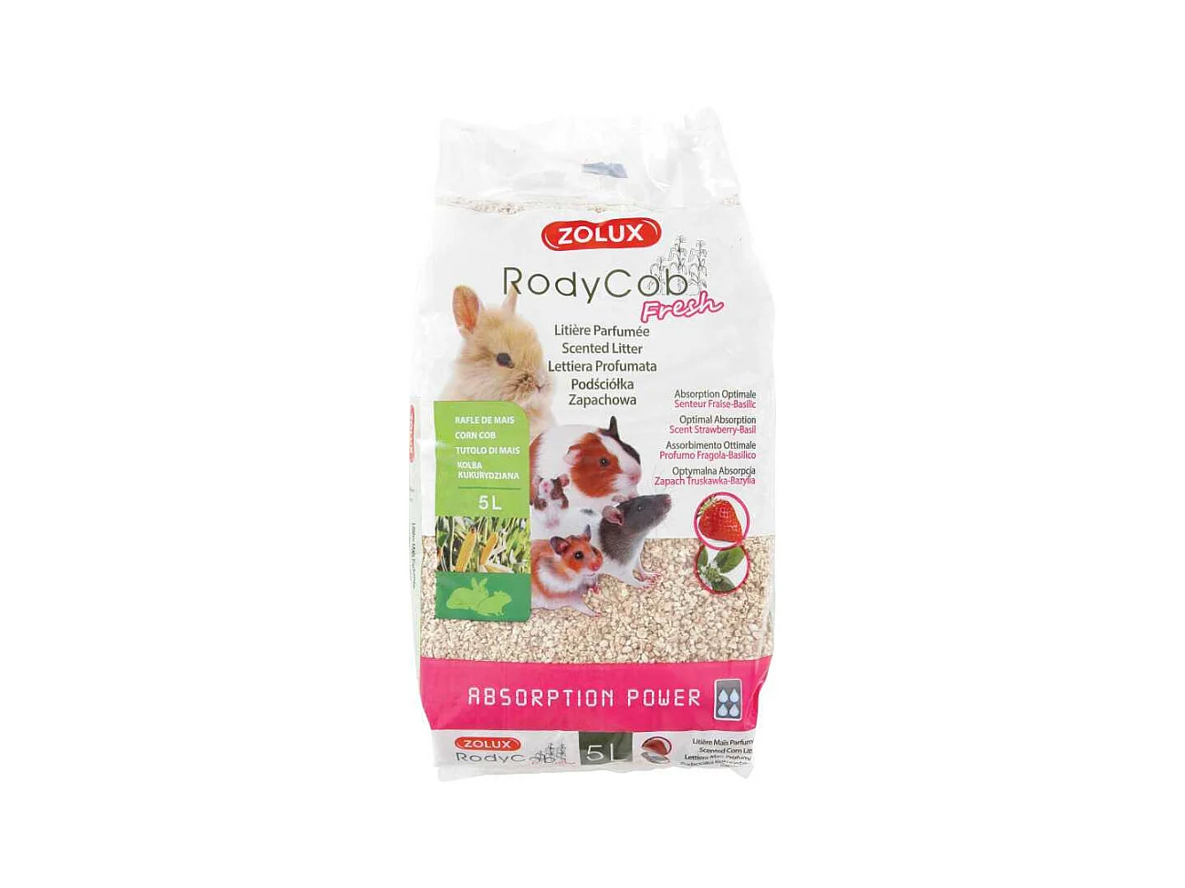 Litière Rodycub fraise basilic 5 litres