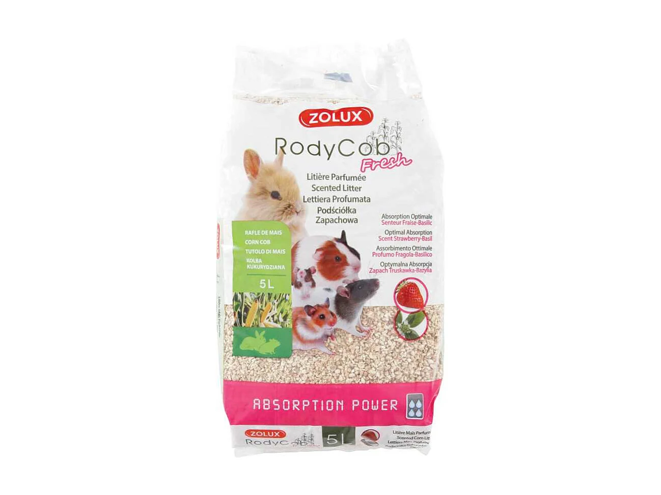 Litière Rodycub fraise basilic 5 litres