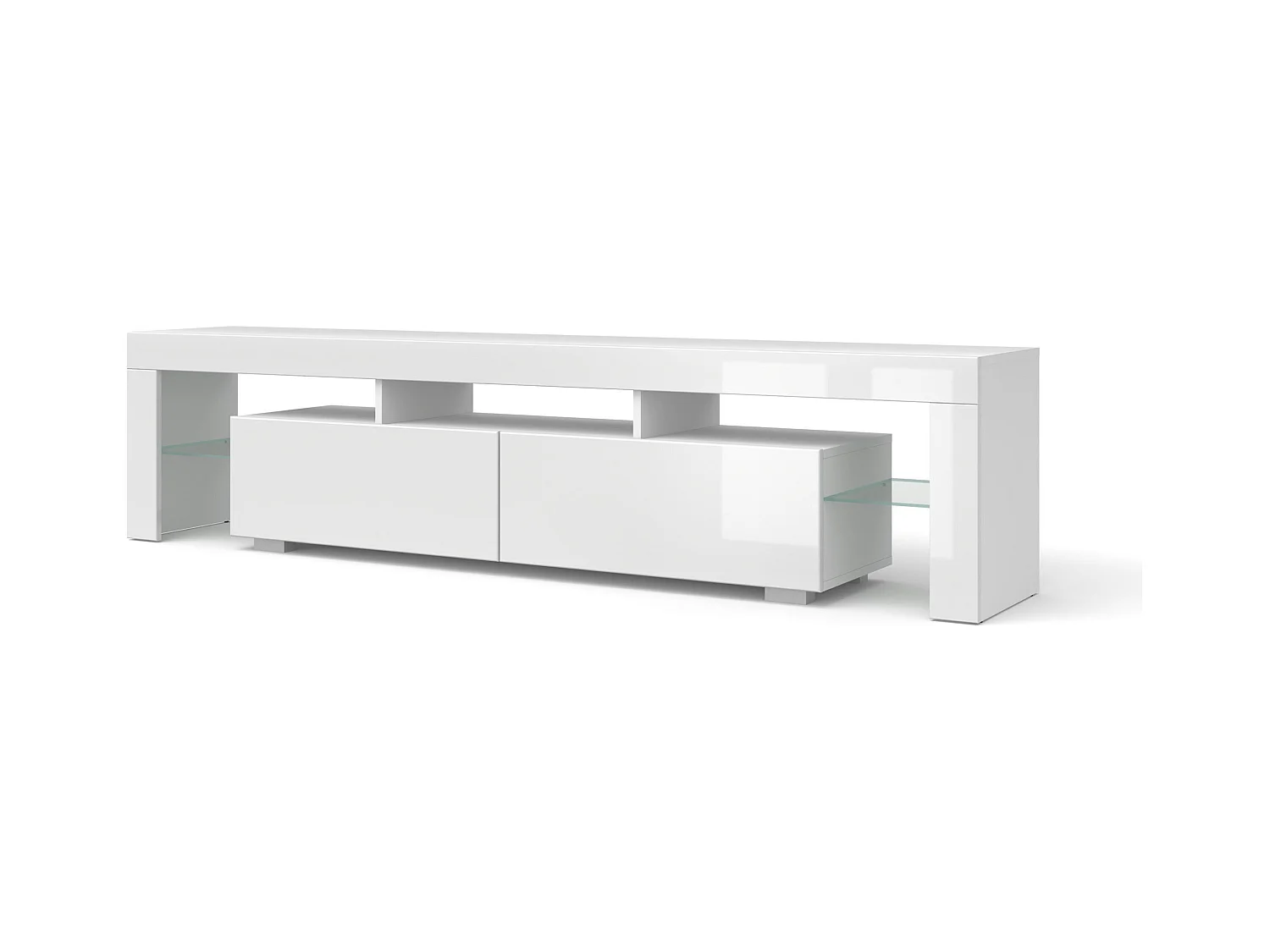 Mueble de TV Panama 190 cm blanco / blanco brillo + LED