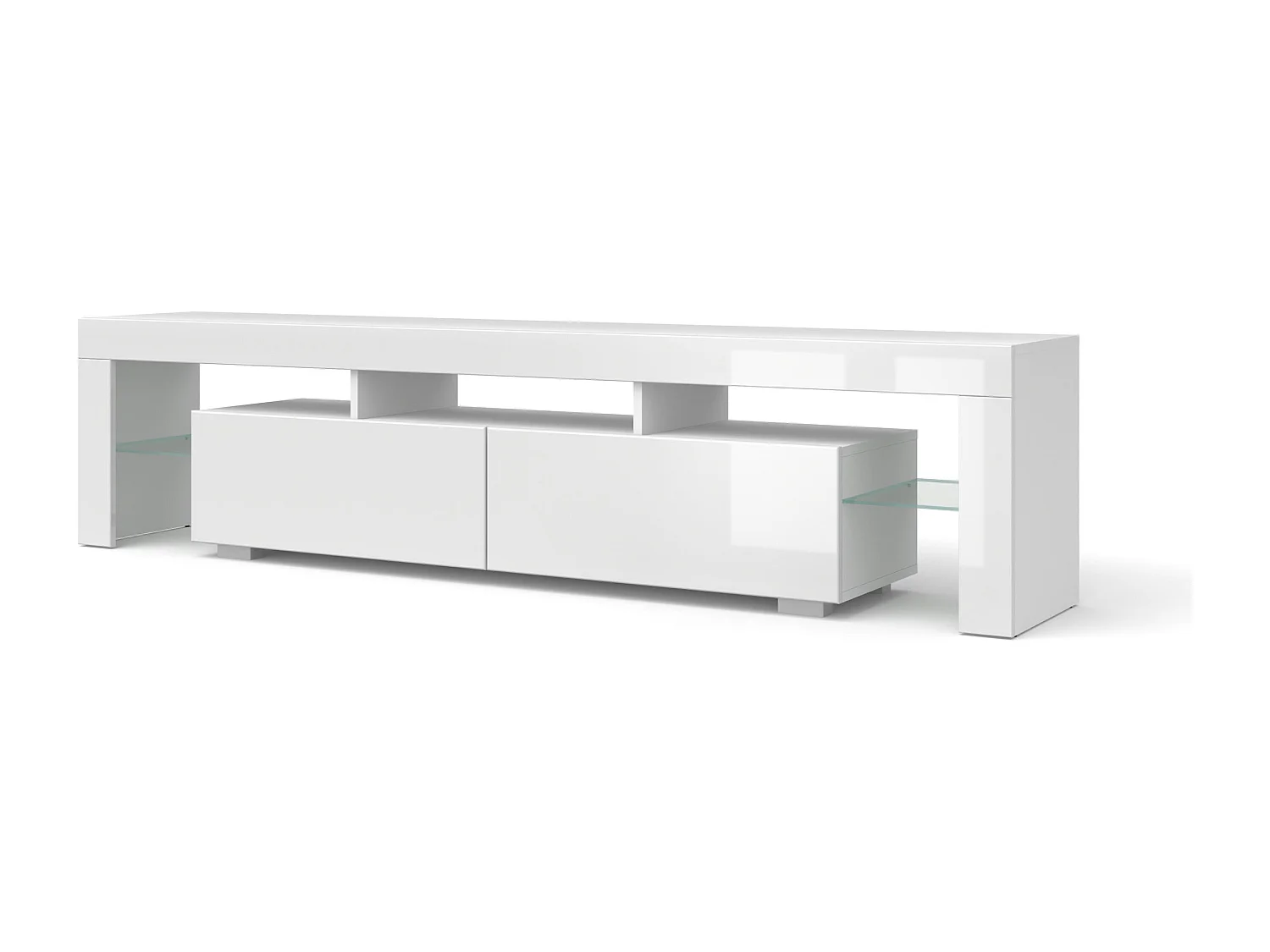 TV-meubel Panama 190 cm wit / wit hoogglans + LED